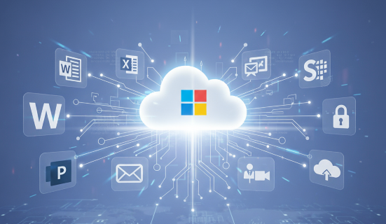 Team collaborating with cloud technology